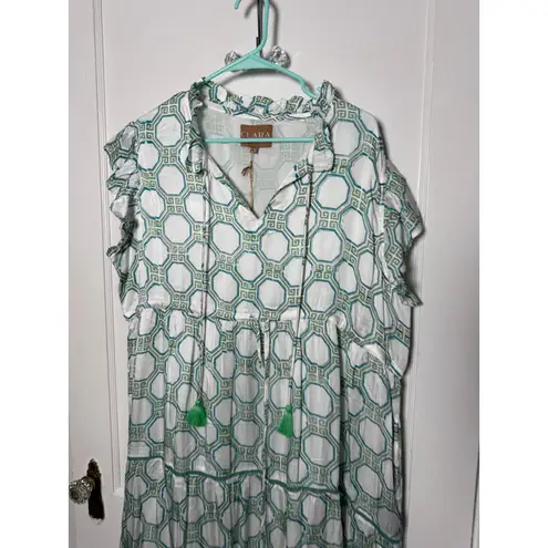 Victoria Dunn Clara the Label Blue White Classic Tiered Midi Dress Plus 2XL NEW Size 2X