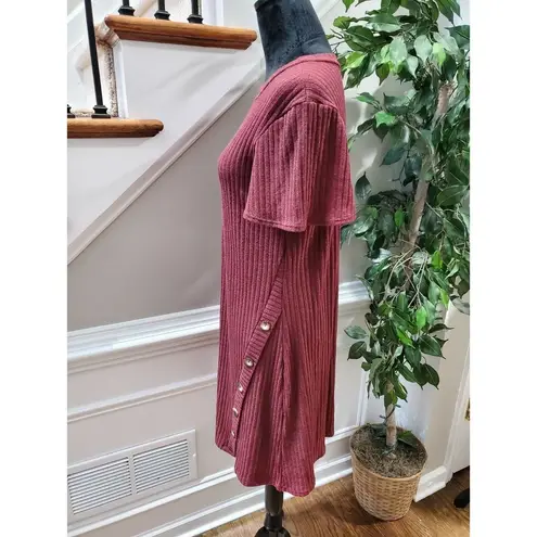 A.K.A Posh Women's Maroon Polyester Round Neck Short Sleeve Knee Length Dress L Red Size L