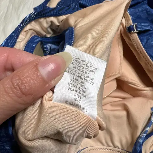 Garnet Hill 3/$30 Signature Blue Printed Asymmetrical One Piece Swimsuit 18