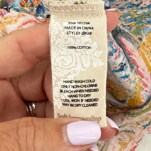 Soft Surroundings Kira Paisley Women's Medium Button Down Tunic Top Multicolor