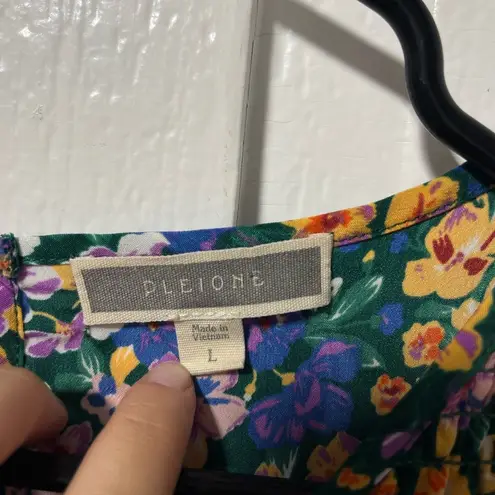 Pleione Floral Puffed sleeve smocked waist peplum blouse size large