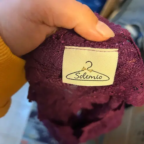 Solemio Purple Floral Lace Bodycon Open Back Dress