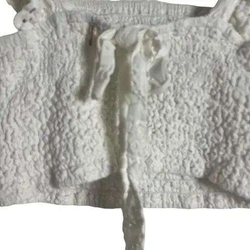 MISA Los Angeles MISA Abelia White Eyelet Cropped Square Neck Sleeveless Top Size M