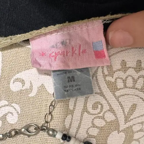 Sparkle Black Basic Tank Top Women's Medium Sleeveless Stretchy Layering Shirt Blue