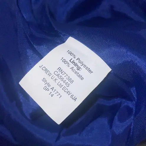 J Crew Factory Women’s Sz 4 Short Sleeve Dress Floral Collar Neck Tie A1771 Blue