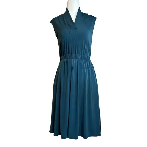 Of Mercer Park Place Dress in Teal XSmall Womens Jersey Modest Blue Size XS