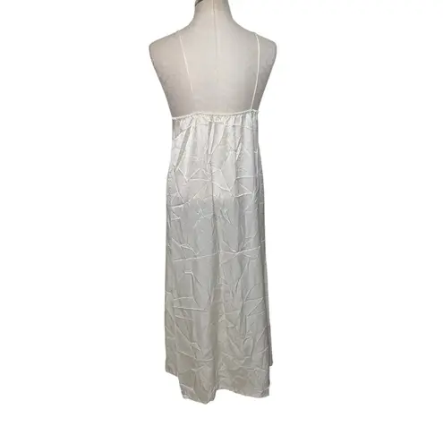 Gilligan & O'Malley Vintage Cream Satin Lace Sleeveless Maxi Slip Dress Small