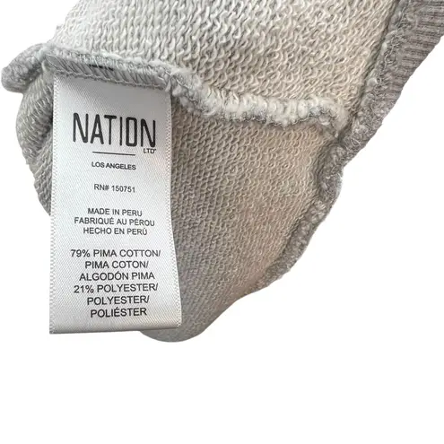 Nation Ltd One Shoulder Sleeve Sweatshirt Pima Cotton Terry Gray Size XS