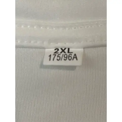 Mujiu T Shirt Women's 2XL White Bach Graphic Print Lace Detail Crew Neck NEW Size 2X