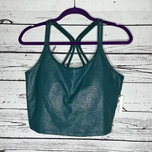 Calvin Klein  NWT XL Teal - Foil Snakeskin Print Longline Performance Sports Bra