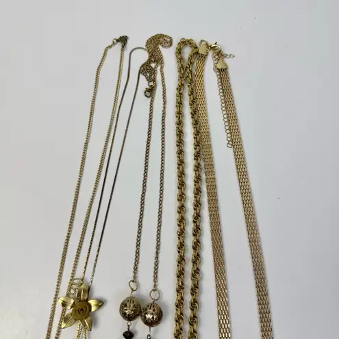 Source Unknown Gold Tone Lot Set of 5 Costume Jewelry Necklaces Bundle