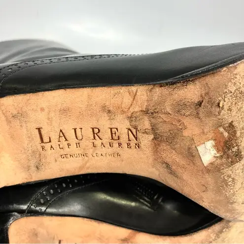 Lauren Ralph Lauren Leanne black leather heeled boots size 6.5