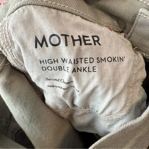 Mother The Smokin' Double Ankle Jeans Sage Green 24 High Rise