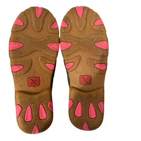 Twisted X Neon Pink Aztec Print Women’s 8.5M Boat Driving Mocs Loafers Shoes