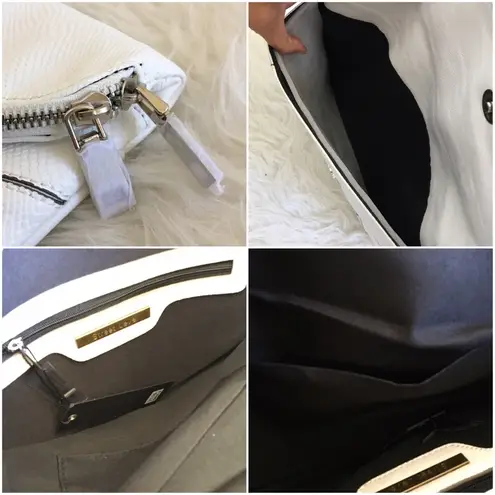 Street Level Nasty Gal White Grey Right Angle Geometric Patchwork Clutch