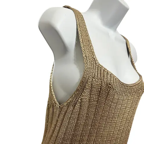 Dana Buchman Women Sleeveless Sweater M Gold Metallic Holiday Luxe Quiet Luxury Size M