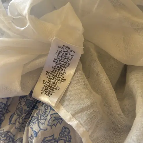 Calypso St. Barth NWT Blue & White Floral Maxi Dress cotton Tired tassel Tie M