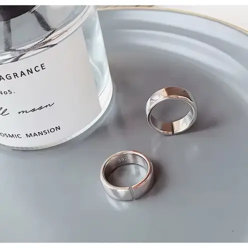 Boutique Adjustable 6mm Silver Ring Band S925 Stacking Thumb Minimalist Open NEW