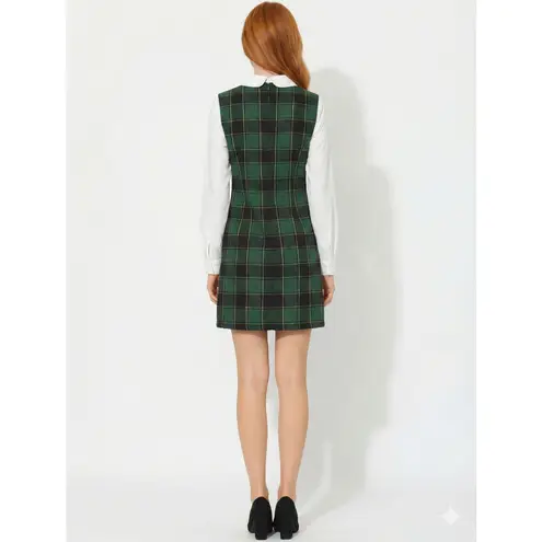 Allegra K Women’s XL Plaid Shift Dress Peter Pan Collar NWT