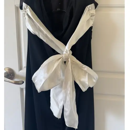 Y2K Vintage TRIXXI Black Sheer Tiered Tie Waist Bow Halter Midi Dress sz M Fairy Size M