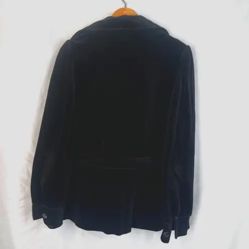 Act III Black Velvet Velour Button Front Feminine Boho Hippie Gypsy Jacket Sz MD Size M