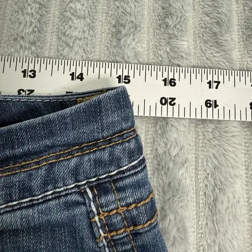 Seven7 Jeans Womens 29 Blue Bootcut Low Rise Rhinestones Western Stitch 30x28