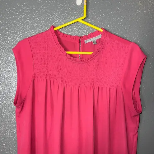 Daniel Rainn Size M Hot Pink Blouse | Smocked Ruffle Neck Barbiecore Top