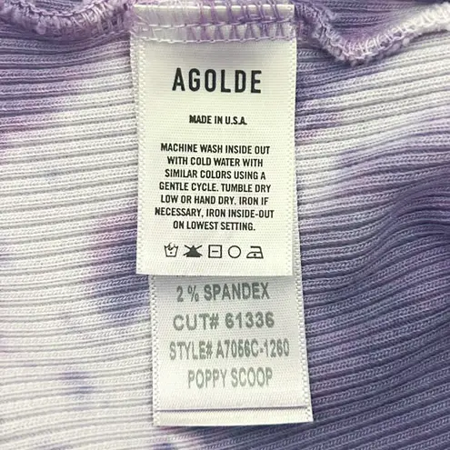 AGOLDE  Purple White Poppy Scoop Neck Tie Dye Ribbed Slim Fit Tank Top Medium