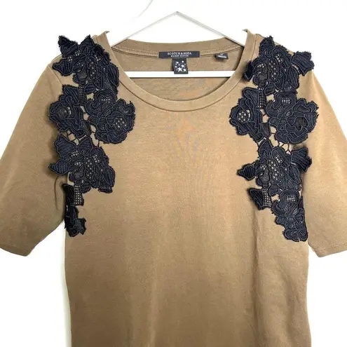 Scotch & Soda Olive Green Black Lace Dress Size M