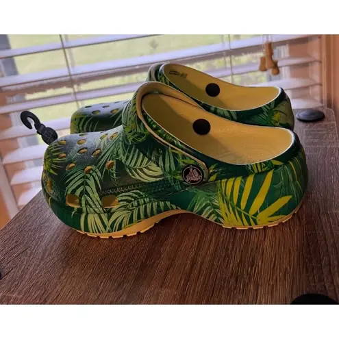  Tropical Platform Womens 4 Crocs Green Crocs Platform Crocs Rare Leaf S