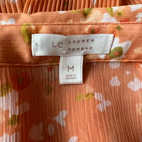 LC Lauren Conrad Lauren Conrad Orange Floral Pleated Flowy Tank Top