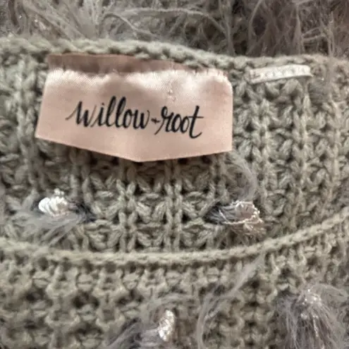 Willow Root Fringe Shag Sweater Taupe Eyelash Yarn Oversized Textured Boho Top Size undefined - Image 5