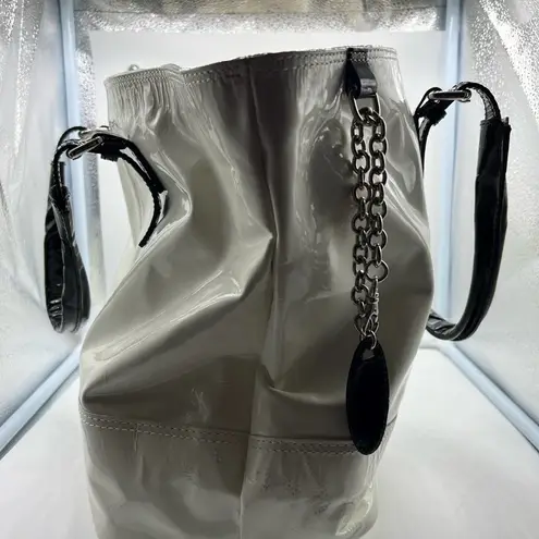 Giuseppe Zanotti white and black patent leather purse-has stains see description
