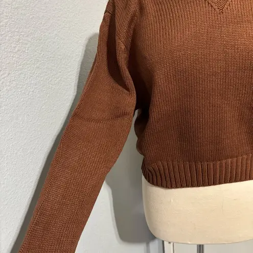 Double Zero  Women Brown Long Sleeves Cozy Cropped Relaxed Sweater Size L