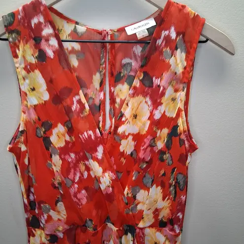 Calvin Klein NWOT Floral Red Sleeveless Dress