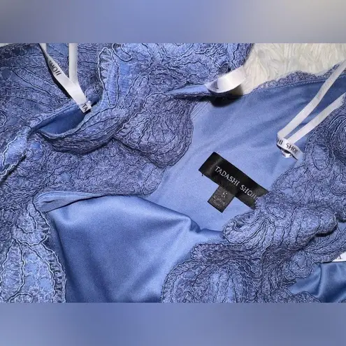 Tadashi Shoji Cold Shoulder Lace Blue stone knee length Cocktail Dress sz 6