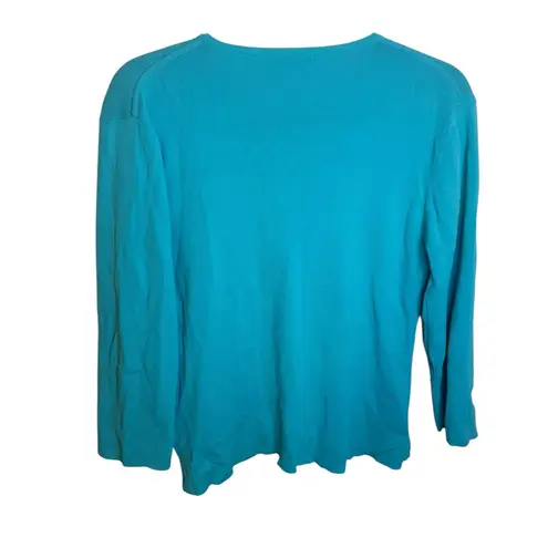 Lisa International Vintage Blue Crochet Hem Y2K Sweater Size L