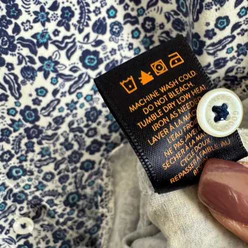 Good Man Brand Blue Floral Cotton Button Down Shirt Size Large