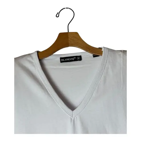 BLANKNYC Shirt Women Medium White Cotton Might Be Right Shoulder Pad Tee NWT