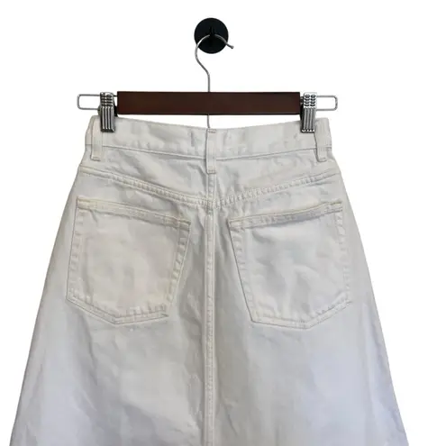 COS White Denim Midi Skirt With Slit Size 4