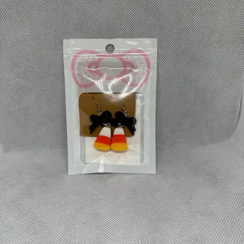 Handmade Bow Candy Corn Earrings Black