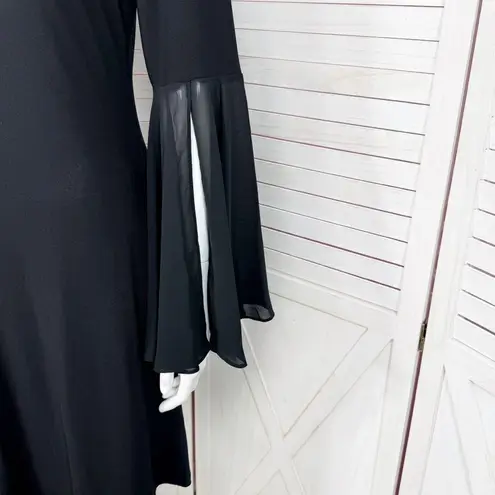 MSK Chiffon Bell Sleeve Jersey Sheath Dress Black Small Gothic Bewitched Boho