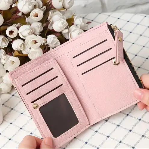 Pink Cherry Print Wallet NWT Small Card Holder Zip Coin Purse Cute Kawaii