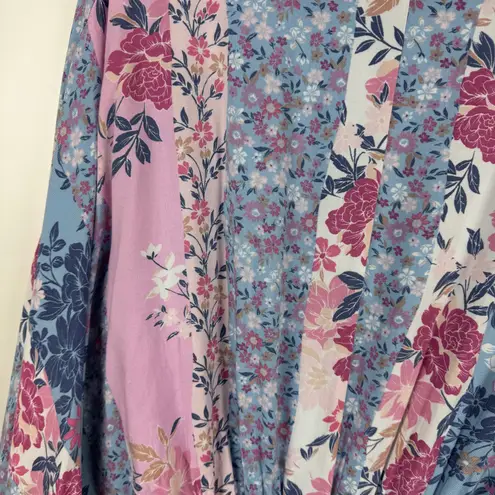Savanna Jane Patchwork Dress Floral Print Dolman Sleeves Pastel Boho Sz 1X Girly Blue