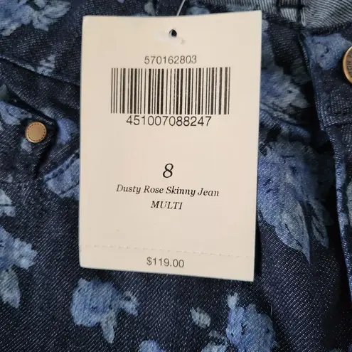 Boston Proper Blue Floral Dusty Rose Skinny Jeans New With Tags Size 8