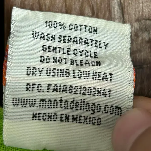 NWT Manta Del Lago Cotton Top Sz Small Green 3/4 Sleeve Pointed Hem