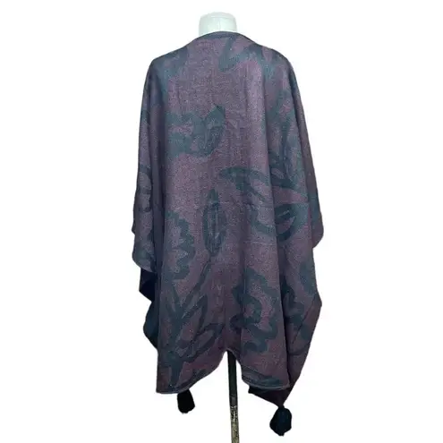 Cleobella Sevigny Capelet Maroon & Black Floral Poncho Wrap One Size