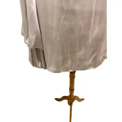 Carmen Marc Valvo Carmen by Bubble Sleeve Satin Blouse Champagne Size XL Holiday
