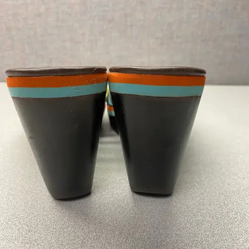 BCBGirls Wedge Flip Flop Sandals Women Size 7.5 Rainbow Straps Platform Heel