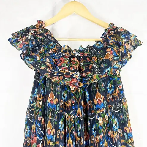 Sézane Sezane Vida Dark Floral Silk Blend Midi Dress Size US 6 Multi Color